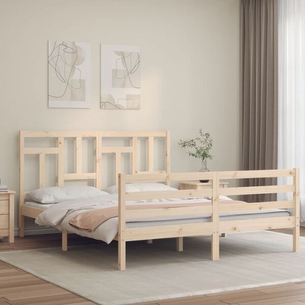 vidaXL Bedframe met hoofdbord massief hout 160x200 cm