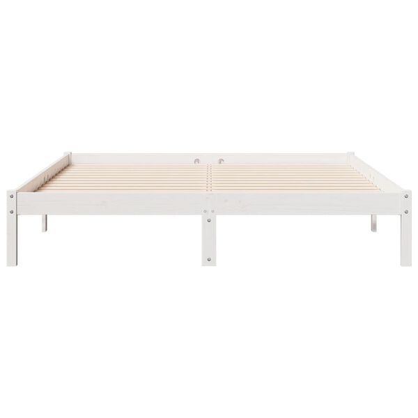vidaXL Bedframe extra lang zonder matras grenenhout wit 160x220 cm