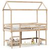 vidaXL Halfhoogslaper met ladder en bedhuis grenenhout 90x200 cm