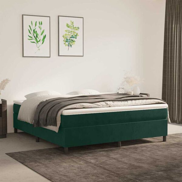 vidaXL Boxspring bed 180x200 cm fluweel donkergroen