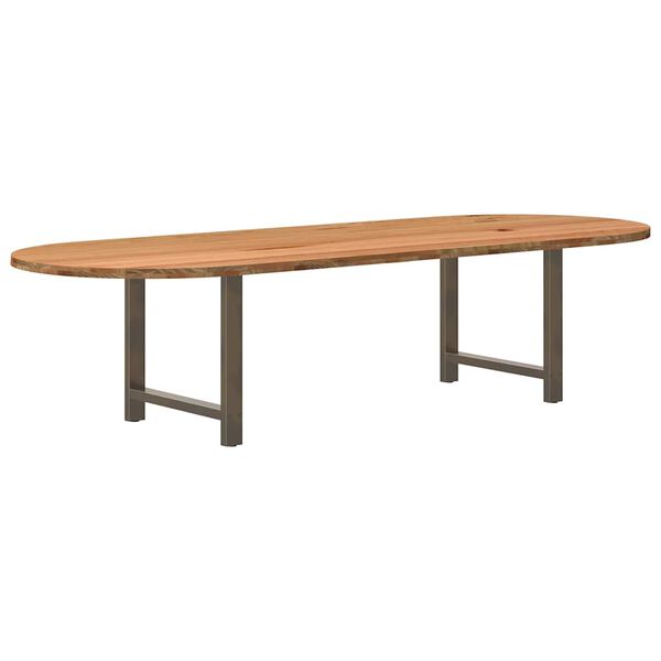 vidaXL Eettafel 320x120x74 cm ovaal massief eikenhout lichtbruin