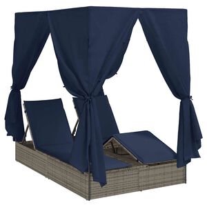 vidaXL Dubbele ligbed Verstelbaar Zwart 205 x 129 x 200 cm poly rattan