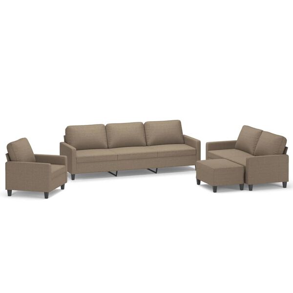 vidaXL 4-delige Loungeset met kussens stof taupe