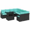 vidaXL Tuin Sofa Set met opslag 9 pcs Zwart en Blauw poly rattan