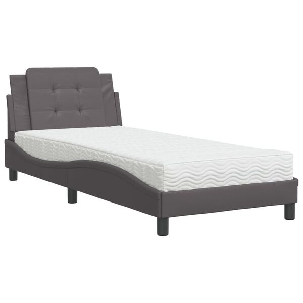 vidaXL Bedframe zonder matras "Zadar" kunstleer grijs 100x200 cm