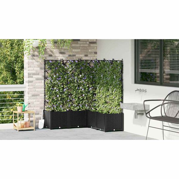 vidaXL Tuin Bloempot 5 pcs Zwart 120 x 120 x 143 cm Staal