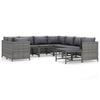 vidaXL 9-delige Loungeset met kussens poly rattan grijs