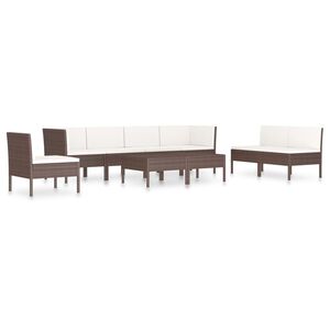 vidaXL 9-delige Loungeset met kussens poly rattan bruin