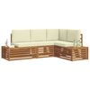 vidaXL Buiten bankenset met kussen 4 Stuk Natuurlijk en Cr&egrave;me