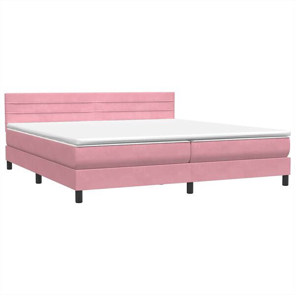 vidaXL Boxspring met matras fluweel roze 180x210 cm