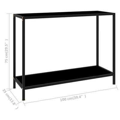vidaXL Wandtafel 100x35x75 cm gehard glas zwart