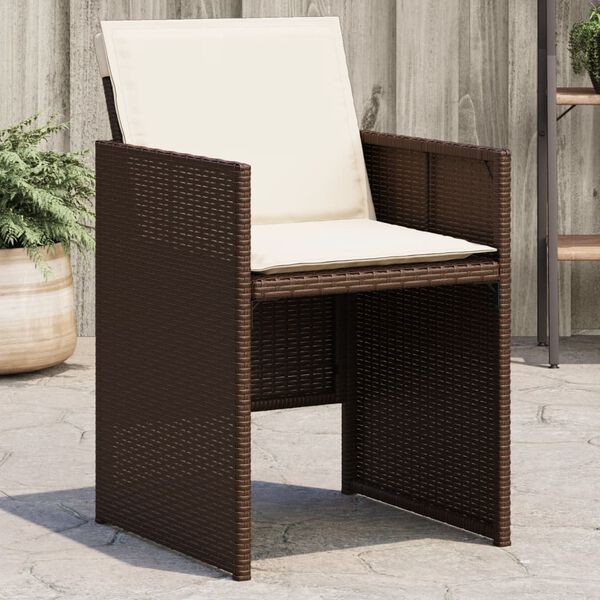 vidaXL Tuinstoelen 4 st met kussens poly rattan bruin