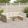 vidaXL Tuin Sofa Set met kussen 10 pcs Beige Poly riet
