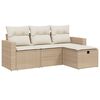 vidaXL 4-delige Loungeset met kussens poly rattan beige