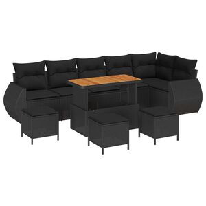 vidaXL Tuin Sofa Set 10 pcs Zwart poly rattan