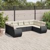 vidaXL 9-delige Loungeset met kussens poly rattan zwart