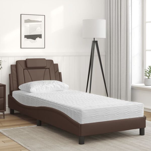vidaXL Bed "Viana" met matras kunstleer bruin 90x200 cm