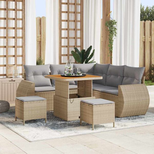 vidaXL Tuin Sofa Set met kussen 8 pcs Beige en Licht Grijs poly rattan