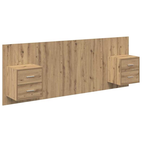 vidaXL Hoofdbord Met Kast met lade 3 pcs Artisan Eiken Bewerkt hout