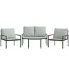 vidaXL 4-delige Loungeset met kussens staal antracietkleurig