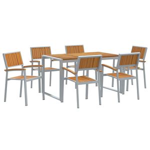 vidaXL Tuin eettafelset 7 st Grijs Massief Acaciahout