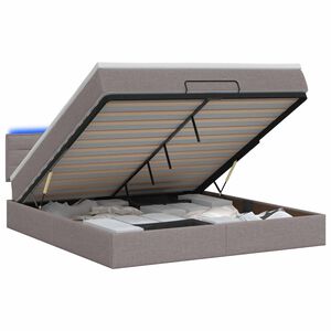vidaXL Ottoman Bed met Matrassen en LED Taupe 140 x 190 cm Stof