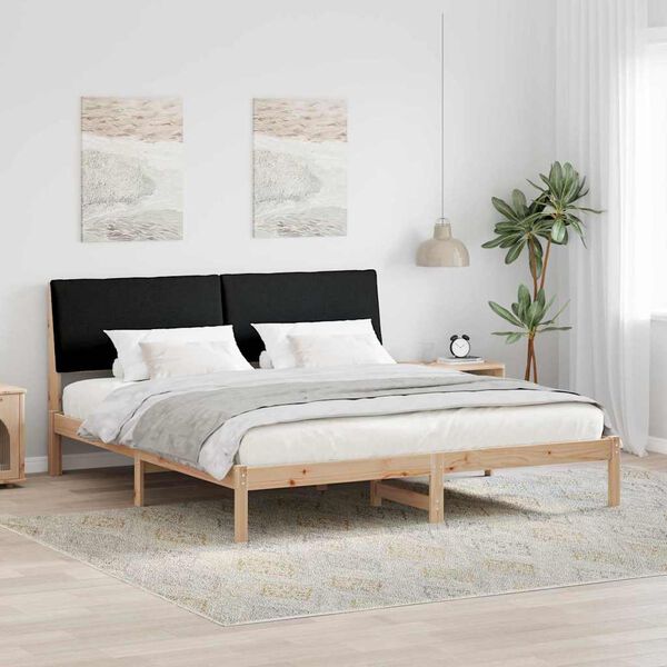 vidaXL Bedframe Bruin en zwart 200 x 200 cm Massief grenenhout