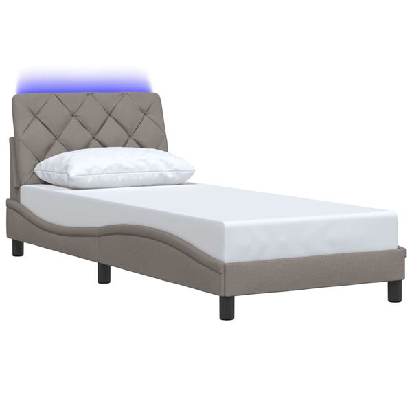 vidaXL Bedframe met LED zonder matras 80x200 cm stof taupe