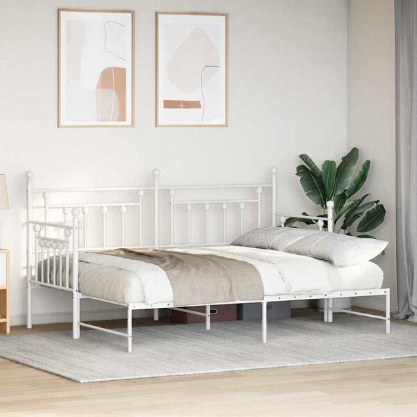 vidaXL Bedframe voor een daybed met hoofdeinde Wit 80 x 200 cm Staal