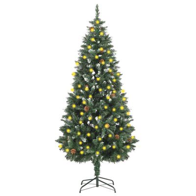 vidaXL Kunstkerstboom met verlichting en dennenappels 180 cm