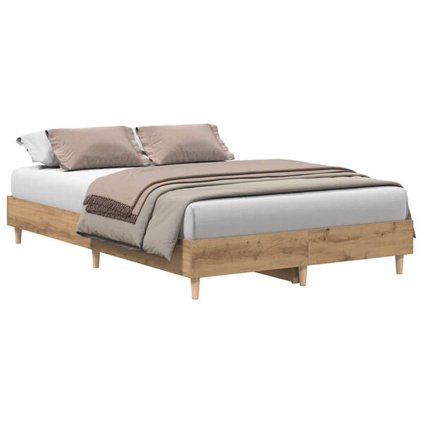 vidaXL Bedframe zonder matras 120x190 cm spaanplaat artisanaal eiken