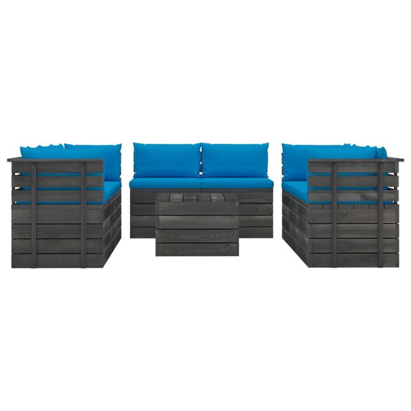 vidaXL 9-delige Loungeset met kussens pallet massief grenenhout