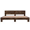 vidaXL Bedframe bewerkt hout metaal gerookt eikenkleurig 200x200 cm