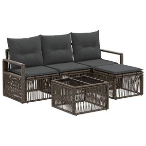 vidaXL Tuinbankenset 5 st Grijs poly rattan