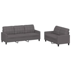 vidaXL 2-delige Loungeset met kussens kunstleer grijs