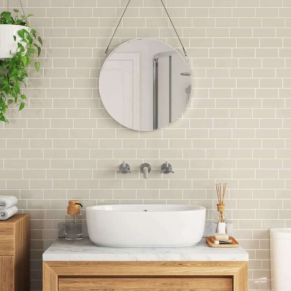 vidaXL Subway Tegel 10 pcs Beige 29.4 x 21.4 cm Polyurethaan en PET