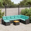 vidaXL 9-delige Loungeset met kussens poly rattan zwart