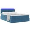 vidaXL Opbergbed met LED met matras Donkerblauw 140 x 190 cm Fluweel