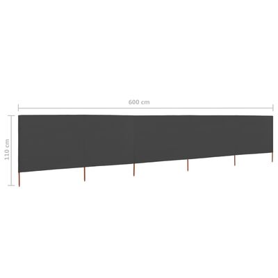 vidaXL Windscherm 5-panelen 600x80 cm stof antraciet