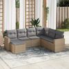 vidaXL 7-delige Loungeset met kussens poly rattan beige