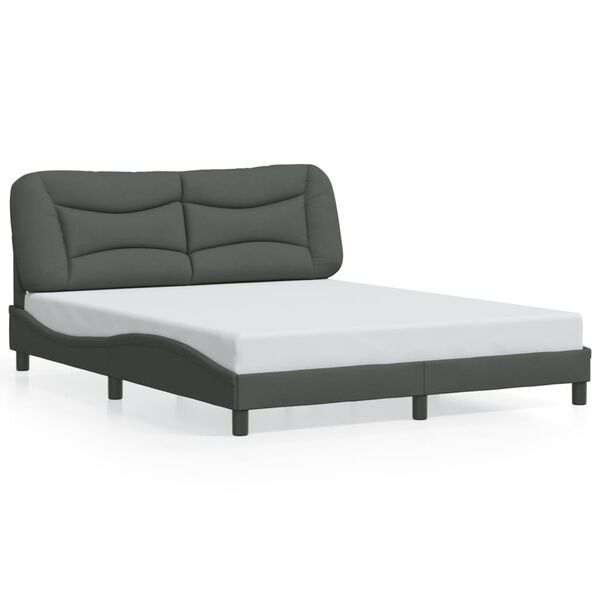 vidaXL Bedframe met LED zonder matras "Hvar" 160x200 cm stof donkergrijs