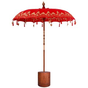 vidaXL Balinese parasol met basis 260 Rood en Bruin 190 x 190 x 295 cm