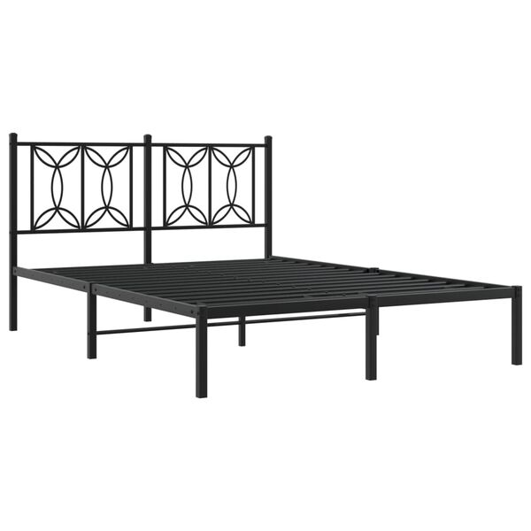 vidaXL Bedframe met hoofdbord metaal zwart 140x200 cm