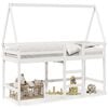vidaXL Halfhoogslaper met ladder en bedhuis grenenhout wit 90x190 cm