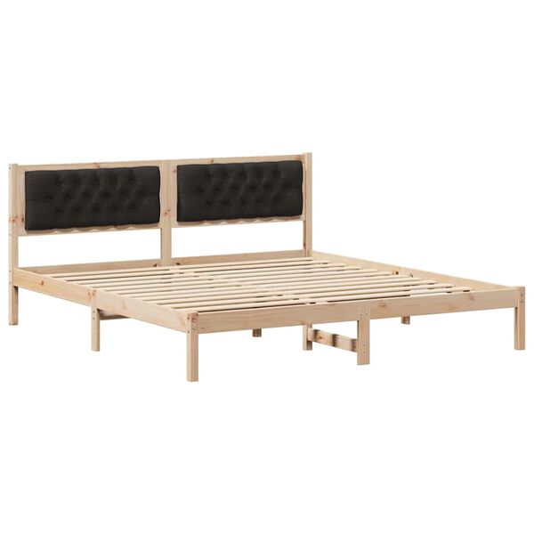 vidaXL Bedframe met hoofdeinde Zwart 160 x 200 cm Massief grenenhout