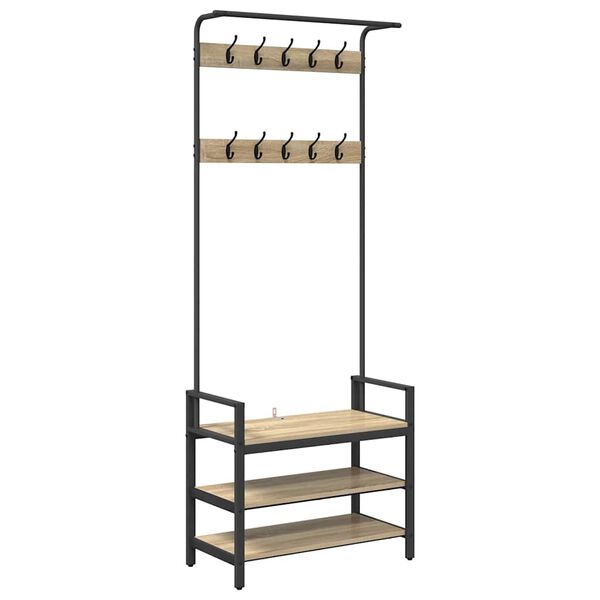 vidaXL Kapstok met plank Sonoma eiken 75 x 34 x 184 cm Bewerkt hout
