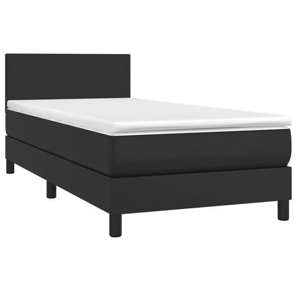 vidaXL Boxspring met matras en LED kunstleer zwart 90x200 cm