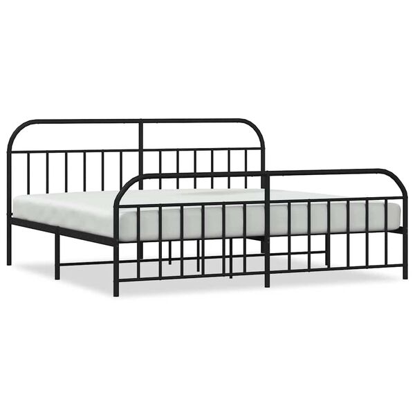 vidaXL Bedframe met hoofd- en voeteneinde metaal zwart 200x200 cm