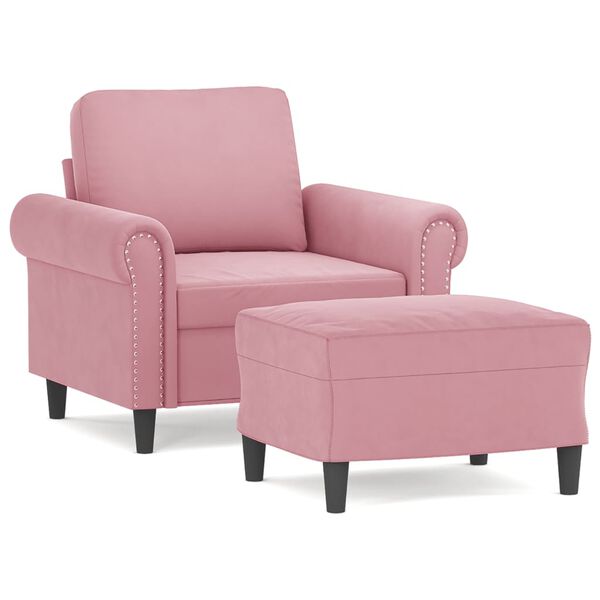 vidaXL Fauteuil met voetenbank 60 cm fluweel roze