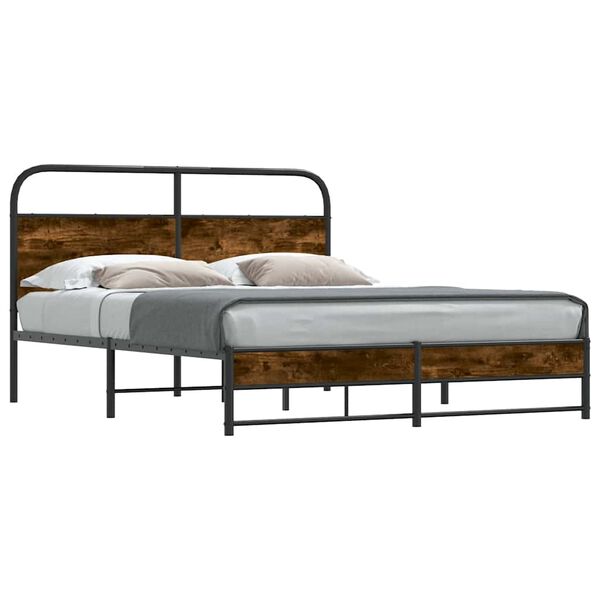 vidaXL Bedframe zonder matras bewerkt hout gerookt eiken 150x200 cm